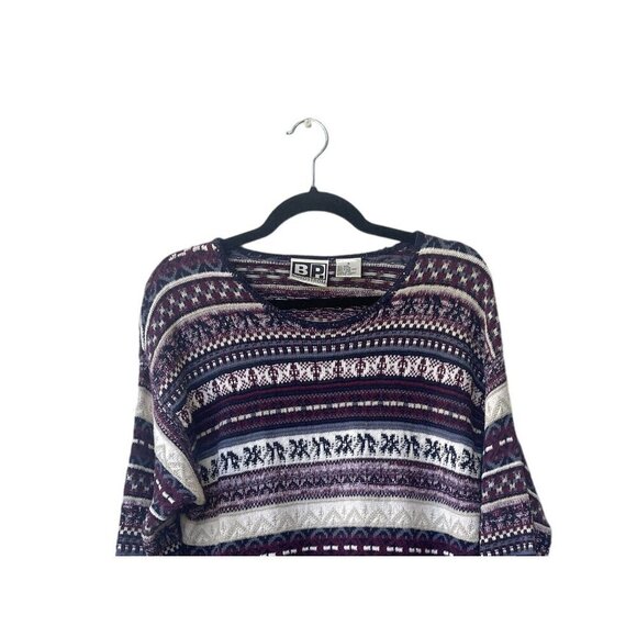 BP Nordstrom Sweater Vintage Fair Isle Size M Navy Knit Patterned Long‎ Sleeve - Picture 2 of 7